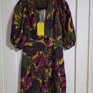NWT  FARM Rio Multicolor Tropical Print Short Dress